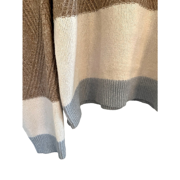Verve Ami Beige Brown Grey Striped Knit Crew Neck Sweater Women’s Size XL - Picture 4 of 8
